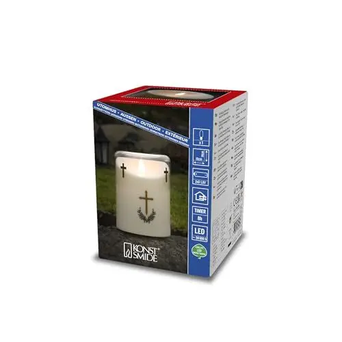 Produktbild: Konstsmide LED Gedenklicht/Grablicht, mit 8h Timer, 1 flackernde warm weiße Diode, batteriebetrieben, Außen (IP44), Batterie: 2x D 1.5V (exkl.) - 1869-180