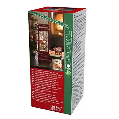 Produktbild: Konstsmide 4363-550 Telefonzelle mit Weihnachtsmann Warmweiß LED Bunt beschneit, mit Wasser gefuell