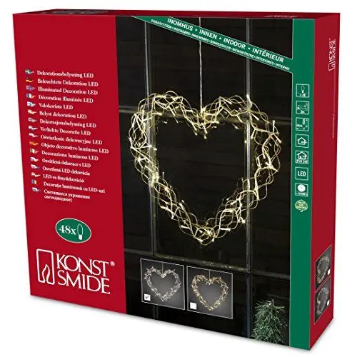 Produktbild: Konstsmide LED Metallsilhouette Herz, silberfarben, 48 warm weiße Dioden, 24V Innentrafo, transparentes Kabel - 2893-303