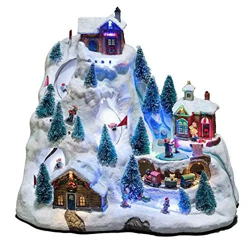 Produktbild: Konstsmide LED Szenerie Skipiste mit Animation, 8 klassischen Weihnachtsliedern, wählbare Energieversorgung, 15 bunte Dioden, 4.5V Innentrafo/batteriebetrieben, Innen, 3 x AA 1.5V (exkl.) - 3403-000