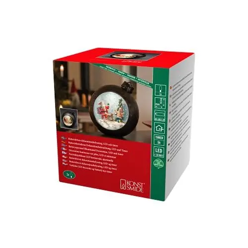Produktbild: Konstsmide LED Weihnachtskugel Weihnachtsmann mit Kindern, wassergefüllt, 5h Timer, warm weiße Diode, batteriebetrieben, Innen - 4362-000