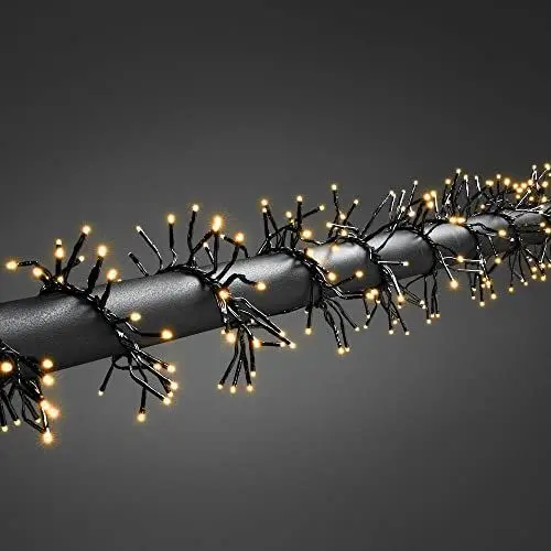 Produktbild: Konstsmide Micro LED Büschellichterkette Cluster, mit 8 Funktionen, Steuergerät und Memoryfunktion, 364 bernsteinfarbene Dioden, 36V Außentrafo, schwarzes Kabel - 3860-800