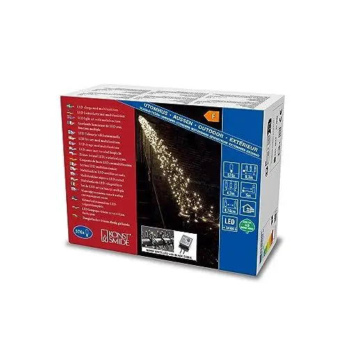 Produktbild: Konstsmide Micro LED Büschelllichterkette Cluster, mit 8 Funktionen, Steuergerät und Memoryfunktion, 576 warm weiße Dioden, 36V Außentrafo, schwarzes Kabel - 3861-100, Warmweiß