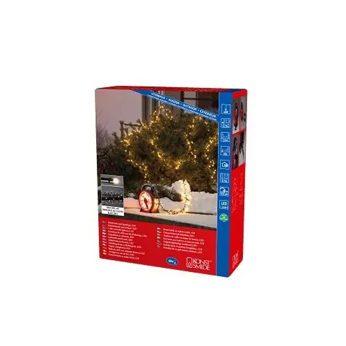 Produktbild: Konstsmide Micro LED Compactlights Lichterkette mit Kabelaufroller, schwarz-rot, 400 warm weiße Dioden, 30V Außentrafo, 6W, schwarzes Kabel - 3844-100, 400 LEDs