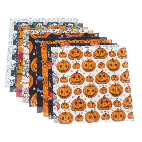 Produktbild: KONTONTY 10St DIY-Stoff Halloween dekostoff Halloween Stoff Halloween-Stoffreste Halloween-Steppstoff Baumwolle mit Halloween-Motiven Retro-Stoff bedrucktes Tuch Halloween-Stoffbündel