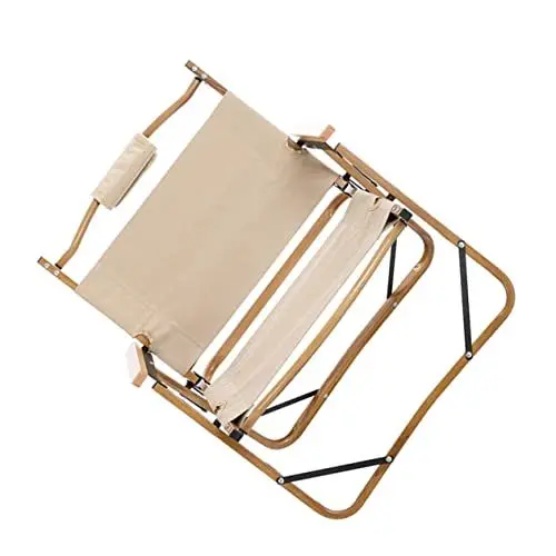 Produktbild: KONTONTY 1Stk Klappstuhl aus Holzmaserung Campingstuhl Grill Klappstuhl Klappstühle im Freien Lounge Bank relaxstühle Chaise Angelstuhl im Freien klappbar liegend Aluminiumlegierung Khaki