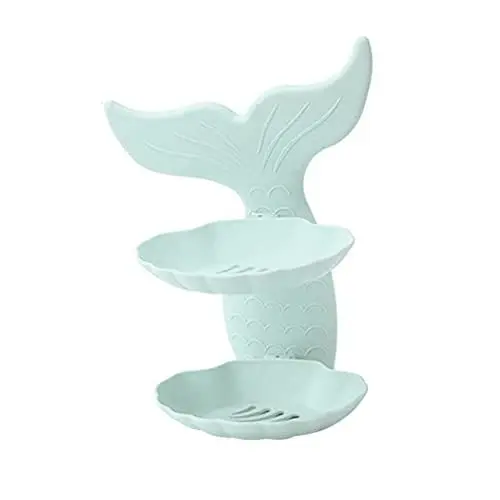 Produktbild: KONTONTY 1Stk zweilagige Seifenschale Wandmontierte Seifenschale Spenderständer Kitchen Shelf Stand küchenarmatur Lipgloss Grüne Seife Seifen Halter Schale Seifenhalter Kein Stanzen Regal