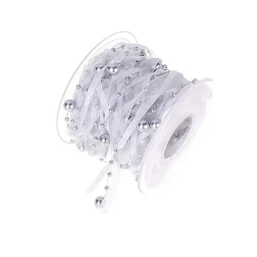 Produktbild: KONTONTY Bastelbedarf Kreatives Perlenband Für Blumenstrauß Hochzeit Und Silberfarbene Rolle