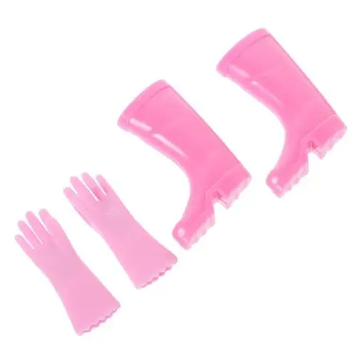 Produktbild: KONTONTY Mini Puppenhaus 1 Satz Mini-Regenstiefel-Handschuhe Schuhe Stiefel Kuchen Topper Regenschuhmodell Mini-fingerstiefel Mini-Handschuhe Mikro-weihnachtsstiefel Rosa Abs Schmücken Puppenhaus