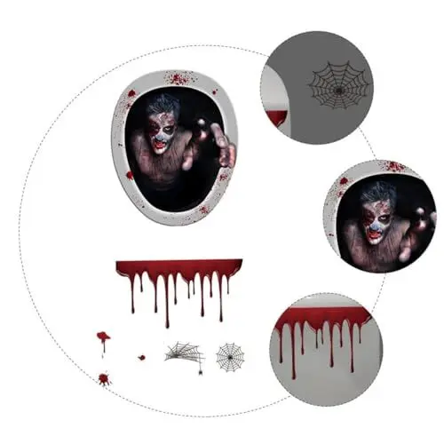 Produktbild: KONTONTY Gruselige Blutige Aufkleber Halloween Themen Toilettensitz Aufkleber Realistische Pvc Toilette Aufkleber Set