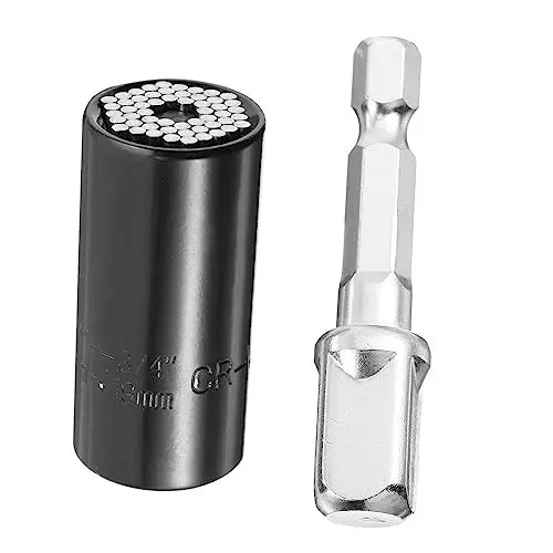Produktbild: KONTONTY 1 Stück 7 19 Mm Universal Stecknuss Mit 1 Stück Ratschenschlüssel Bohrschrauber Adapter Für Steckschlüssel Bits Geeignet Für Schlagschrauber Und Sechskantschlüssel