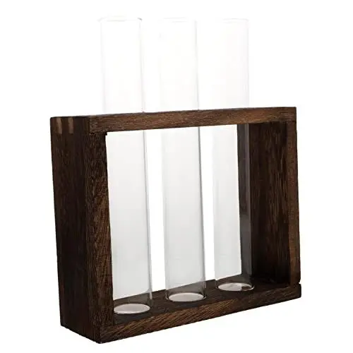 Produktbild: KONTONTY 1stk Holzrahmen Hydroponische Ornamente Zwiebelpflanze Terrarium Hydroponischer Ständer Blumentöpfe Drinnen Desktop-pflanzvase Klarer Behälter Vase Mit Hydroponikzwiebel Glas