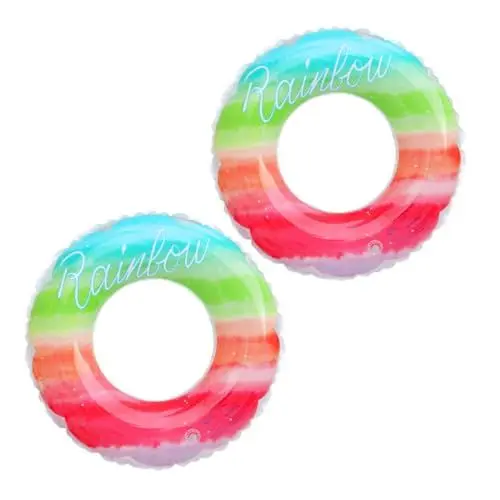 Produktbild: KONTONTY Aufblasbarer Schwimmring Regenbogen-Design Für Erwachsene Schwimmhilfe Aus Kunststoff Pool Sportzubehör Einfach Handhaben