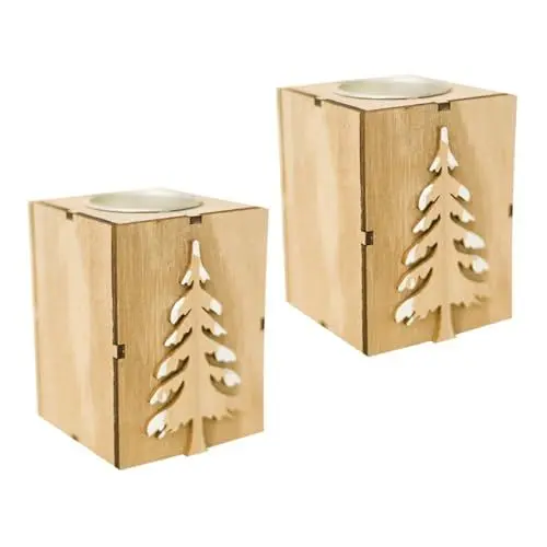 Produktbild: KONTONTY 2St Kerzenhalter Holz Kerzenständer bürodeko Weihnachtskerzenhalter Herzstück weihnachtliche Tischdekoration Teelichthalter aus Holz Weihnachten Leuchter Ornamente Hölzern