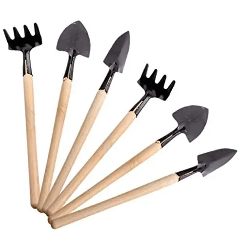 Produktbild: KONTONTY Mini-pflanzwerkzeug-Set Mit Holzgriff 2 Sets Gartenhandwerkzeuge Für Jungen Und Mädchen Sicher Zum Umpflanzen Pflanzen Und Gärtnern