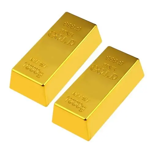 Produktbild: KONTONTY 2 Stk Simulationsgold Künstlich Bar-modell Ziegeldekore Nachahmung Eines Goldbarrens Requisiten Aus Goldenen Balken Stangen Zur Dekoration Leistung Goldener Balken Faux-bar Plastik