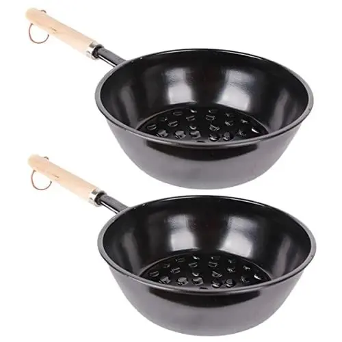 Produktbild: KONTONTY 2 Stück Tragbarer Holzkohleofen für im Freien Kohle Topf Campingbrenner Grillfackel Camping-Brennertopf Kohle-Anzündtopf Grillkohlewerkzeug, Campingausrüstung Campingkocher hölzern