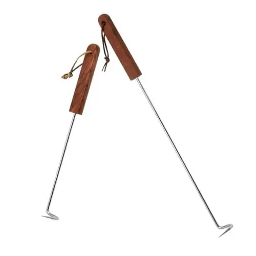 Produktbild: KONTONTY Robuste Fleischhaken Aus Edelstahl Mit Holzgriff Für Grillen Camping Und Kochen Im Innenbereich