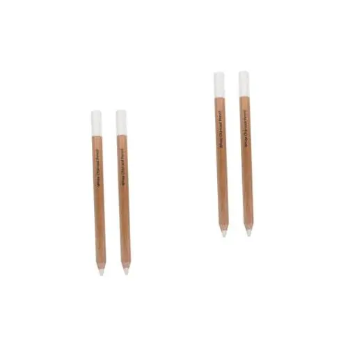 Produktbild: KONTONTY 4 Stück Kohlestift Bleistifte Pastell Markierungen skizzierstifte skizzenstifte Weißer Zeichenstift schreiblernbleistift skizzieren malen mit weißer kohle Zeichenzubehör Holz