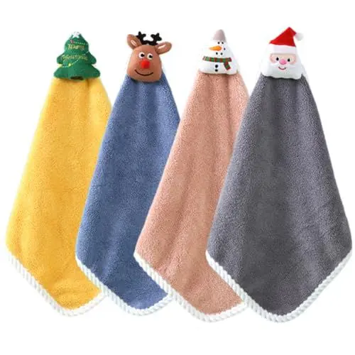 Produktbild: KONTONTY Cartoon-weihnachtshandtuch-Set 4-teilig Küchengeschirrtuch Für Badezimmer Toilette Schnelltrocknend