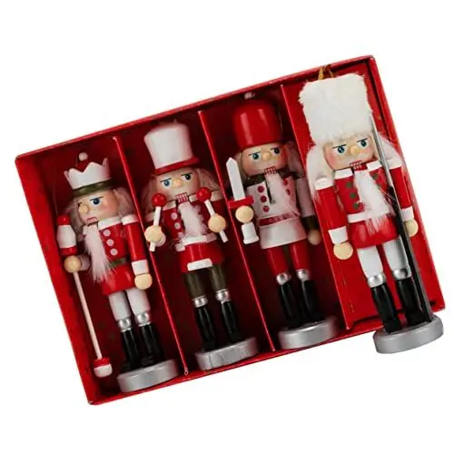 Produktbild: KONTONTY 4er-Pack Holz-nussbaum-Soldat-nussknacker-puppenschaufenster- Weihnachtsbaum-Dekorationen Für Home Party