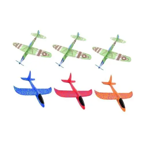 Produktbild: KONTONTY 6 Stück Handwurf Segelflugzeug Set Aus Styropor Verschiedene Designs Mini Flugspielzeug Für Kreatives Für Jungen Und ädchen Ideal Für Drinnen Und Draußen