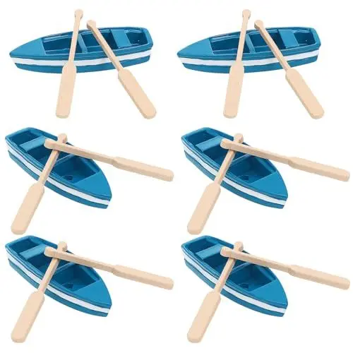 Produktbild: KONTONTY 6stücke Mini Holzboot Deko Teiliges Mit Ruder Nautische Tischdeko Für Wohnzimmer Schlafzimmer Und Badezimmer Robustes Design Aus Hochwertigem Holz Als Für Bootsliebhaber Und