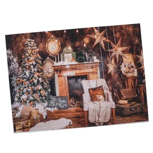 Produktbild: KONTONTY Fotografie Hintergrundtuch Weihnachtsfotografiedecke weihnachtsmantel Hintergrund wandteppich Tapisserie Weihnachtskamin Weihnachtsteppich Kamin Kulisse Weihnachten Requisiten Kind