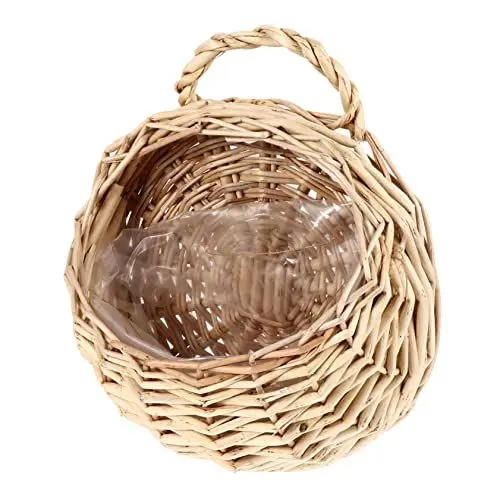 Produktbild: KONTONTY Runder Blumenhalter Aus Rattan Handgemachter Blumenkorb Für Garten Pflanzgefäß Aus Leichtem Material Atmungsaktiv Für Blumen Und Pflanzen