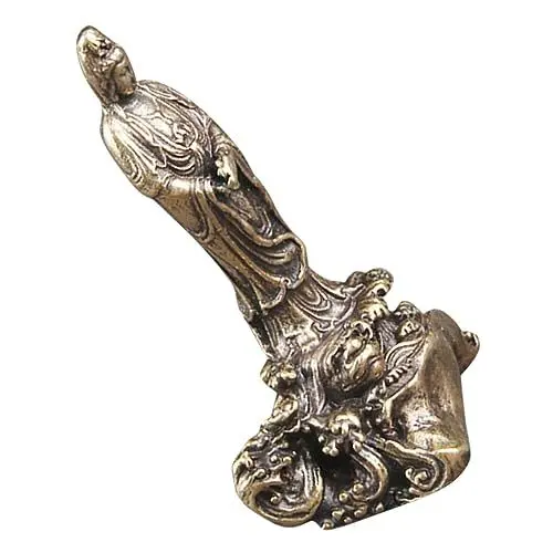 Produktbild: KONTONTY Retro Kwan Yin Statue Elegantes Tischdekor für Home Office Vintage Buddha Figur aus Messing Dekoration für Wohnzimmer und Schreibtisch Stilvolle Retro Deko für Sammler