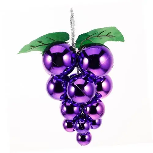 Produktbild: KONTONTY Elegante Weihnachtsbaum-hängeornamente Lebensechte Künstliche Obstdekorationen Christbaumkugeln-Set Weihnachtstraubendekoration