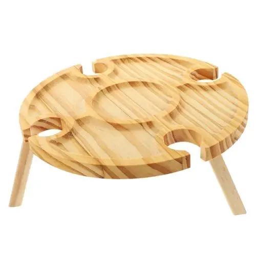 Produktbild: KONTONTY Faltbarer Picknicktisch Mit Weinglas- Tragbarer Holztisch Für Outdoor Strand Und Camping Für Weinliebhaber Und Gesellige Anlässe