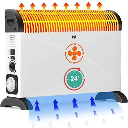 Produktbild: Konvektor Heizung Elektrisch mit 24 Stunden Timer, Elektroheizung Energiesparend 2000W mit Turbo-Ventilator, 3 Stufen Heizstufen Elektrische Heizgeräte,Geeignet für Wohnzimmer, Schlafzimmer,Büro