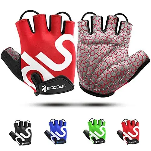 Produktbild: KONVINIT Fahrradhandschuhe Herren Damen,MTB Handschuhe Fingerlos,Radhandschuhe für Rennrad und Mountainbike Atmungsaktiv Rutschfestes,Fahrrad Handschuhe Freizeit für Männer und Frauen,Red L