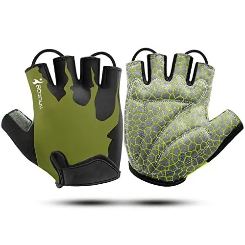 Produktbild: KONVINIT Fahrradhandschuhe Herren Damen Sommer - Radhandschuhe Halbfinger Fahrrad Handschuhe Freizeit für Mountainbike,Rennrad,Downhill,Pendler,Radler,Kajak,Roller,Segel,Ruder,Olive S