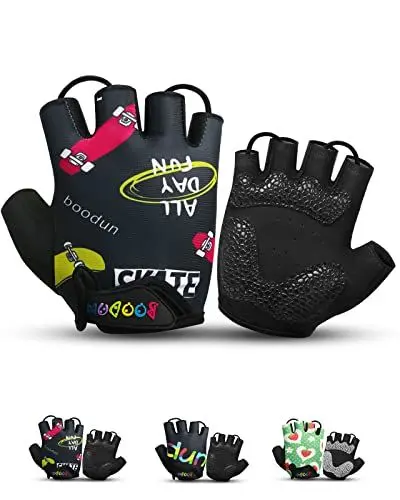 Produktbild: KONVINIT Fahrradhandschuhe Kinder,Hablfinger MTB Handschuhe,Sommer Radhandschuhe für Jungen und Mädchen 1 2 3 4 5 6 7 8 9 10 Jahre,für Mountainbike,BMX,Roller,Laufrad,Radfahren,Rennrad,M