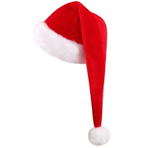 Produktbild: KONVINIT Lang Weihnachtsmütze Nikolausmütze Erwachsene Rot Plüsch weihnachtsmann mütze mit Dicker Fellrand,Santa Clause Mütze für Weihnachtsfeier,rot