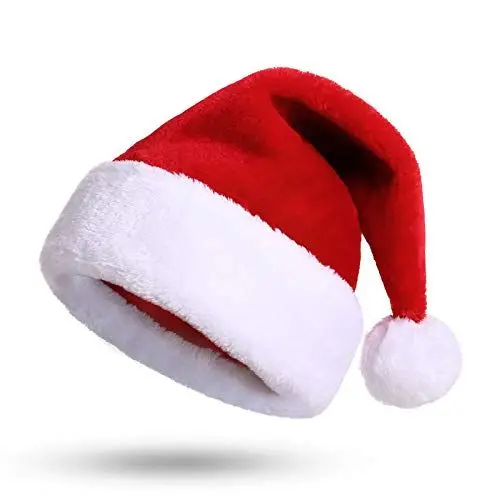 Produktbild: KONVINIT Weihnachtsmütze Nikolausmütze Erwachsene Plüsch Rand Weihnachtsfeier Rote Santa Mütze Nikolaus Warm Dicker Fellrand Weihnachtsmann mütze für Herren/Damen,rot