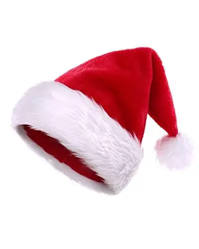 Produktbild: KONVINIT Weihnachtsmütze Nikolausmütze für Erwachsene Weihnachtsmann Mütze Plüsche Santa Claus Mütze Warm and Dicker Santa Mütze für Weihnachtsfeier,rot