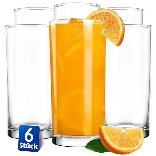 Produktbild: KONZEPT Gläser Set 6-teiliges 280ml Transparente Longdrinkgläser Set, Wassergläser Spülmaschinenfest, Ideal als Saftglas