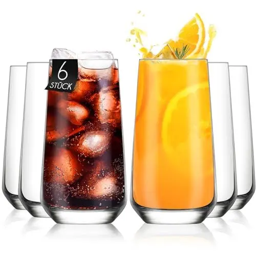 Produktbild: KONZEPT Trinkgläser-Set, 480 ml, Longdrinkgläser, Cocktailgläser, Gläser Set 6 teilig, Ideal für Cocktail, Saft und als Wassergläser