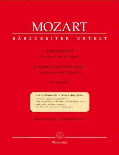 Produktbild: Konzert für Fagott und Orchester B-Dur KV 191 (186e). Klavierauszug