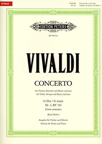 Produktbild: Konzert für Violine, Streicher und Basso continuo G-Dur op. 3 Nr. 3 RV 310 / PV 96: Ausgabe für Violine und Klavier