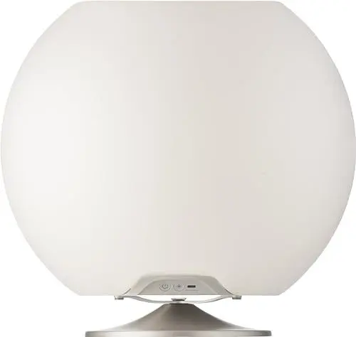 Produktbild: Kooduu Sphere Tragbare Lautsprecherlampe - Dimmbares LED-Licht, drahtloser Bluetooth-Lautsprecher mit integriertem Getränkehalter - Innen- und Außendekoration, gebürstetes Silber