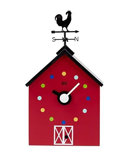 Produktbild: KOOKOO RedBarn (klein), Bauernhaus Uhr mit 12 Tierstimmen, einem Hahn und Einer drehenden Wetterfahne