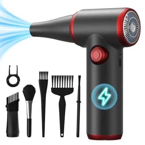Produktbild: Koonie Elektrische Staubgebläse und Druckluftspray, Air Duster Reinigungsset, PC Reinigung, 100500RPM, mit LED-Licht, Tastatur Reiniger Druckluft für Laptop, PC