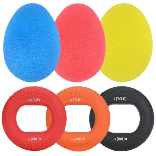 Produktbild: KOOOGEAR 6 Stück Premium Fingertrainer Klettern Ball Handtraining Handtrainer Set Hand Grip Trainer Strengthener Finger Exerciser Griffbälle