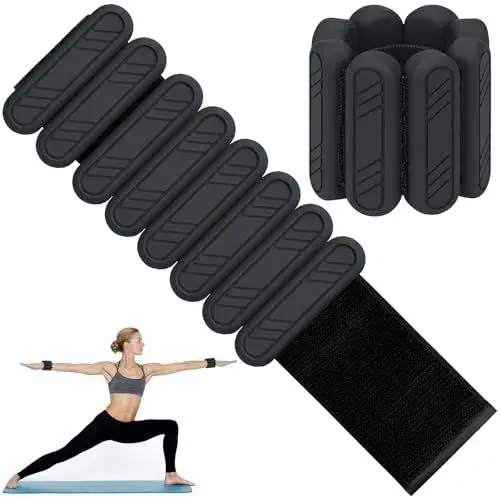 Produktbild: KOOOGEAR Verstellbare Gewichtsmanschetten Set 2 Stück, Knöchel- und Handgelenkgewichte für Fitness Pilates Yoga Aerobic und Joggen (schwarz, 2 * 0.25 kg)
