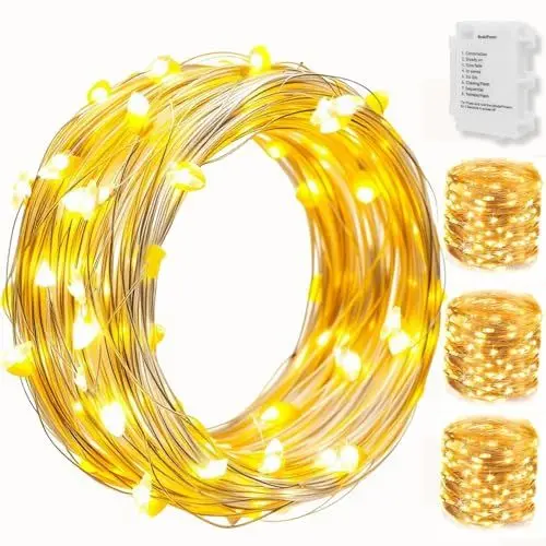 Produktbild: Koopower 4 Stück 3M 30 LED Micro-Lichterketten Batteriebetrieben, Automatisches Ein-Aus, 2 Programm, IP65 wasserdichte Kupferdraht-Lichter für Innen/Außen