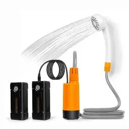 Produktbild: koopsmate tragbare Campingdusche, Outdoor-Campingdusche mit LED-Leuchten, wiederaufladbare Batterie, Mobile Dusche mit Duschkopf und Schlauch, Outdoor-Dusche für Campingausflüge, Garten-Autowäsche